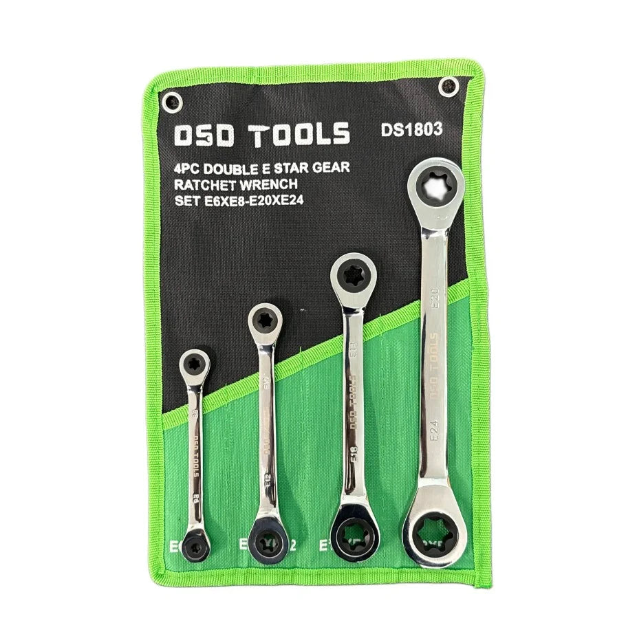 4pc Double E-Torx Ratchet Wrench Set