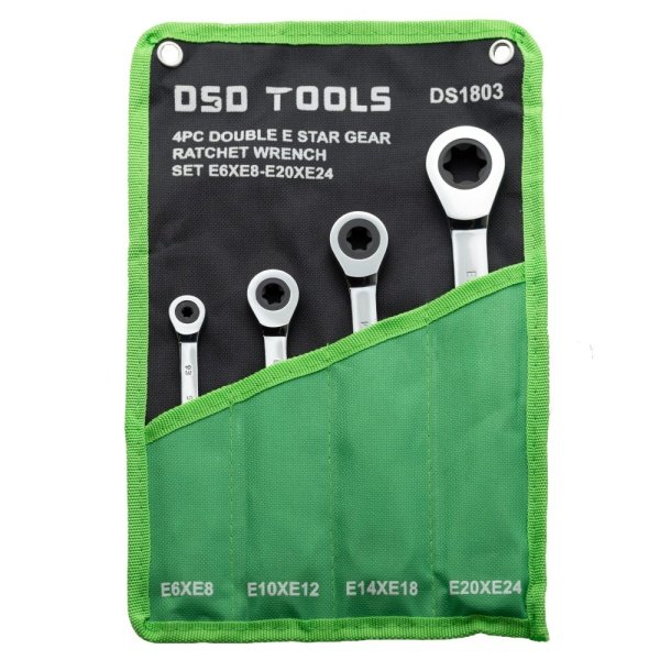 4pc Double E-Torx Ratchet Wrench Set