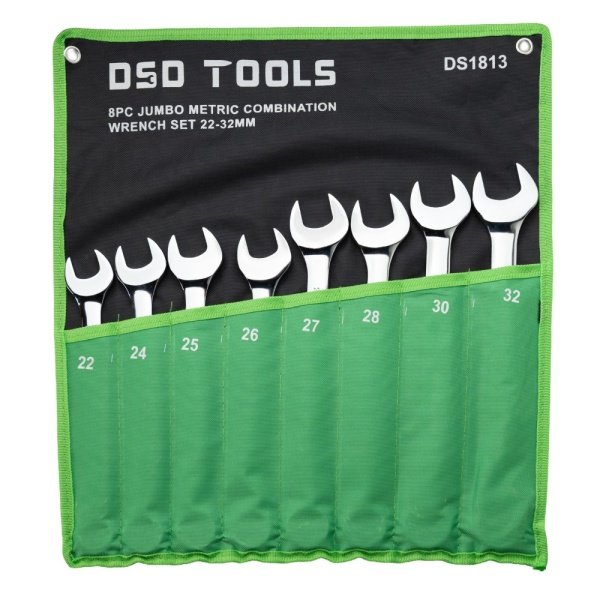 8pc Large Metric Combination Wrench Set 22–32mm included in the Complete Metric Spanner Bundle