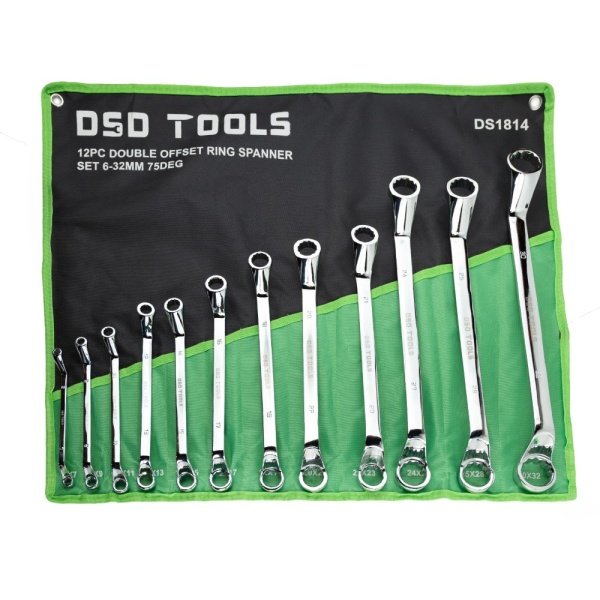 12pc Double Offset Ring Spanner Set 6–32mm, 75°