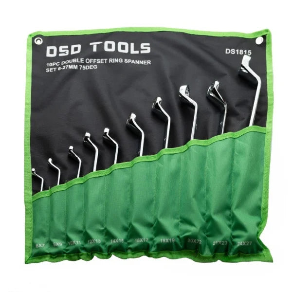 10pc Double Offset Ring Spanner Set 6–27mm, 75°