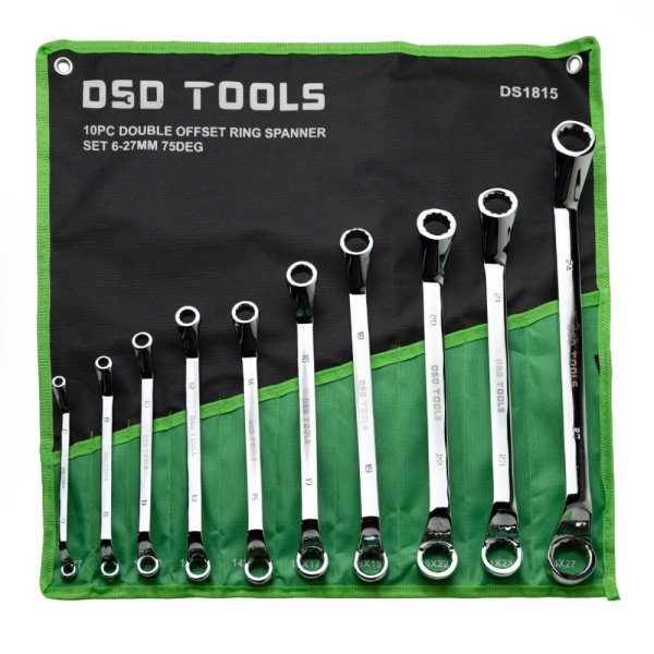 10pc Double Offset Ring Spanner Set 6–27mm, 75°