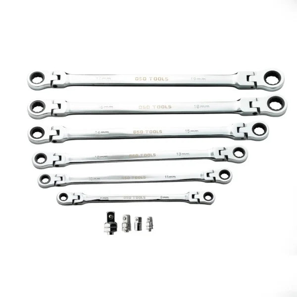 10pc Extra Long Double Flexi-Head Ratchet Wrench Set