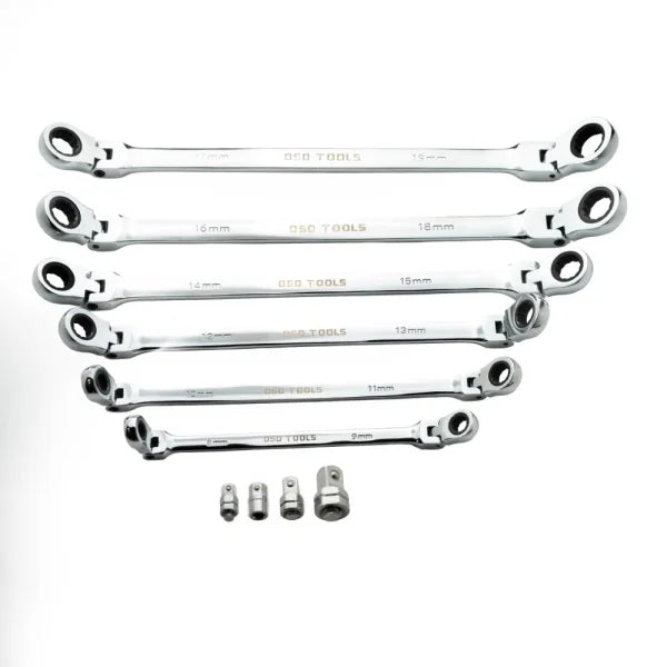 10pc Extra Long Double Flexi-Head Ratchet Wrench Set