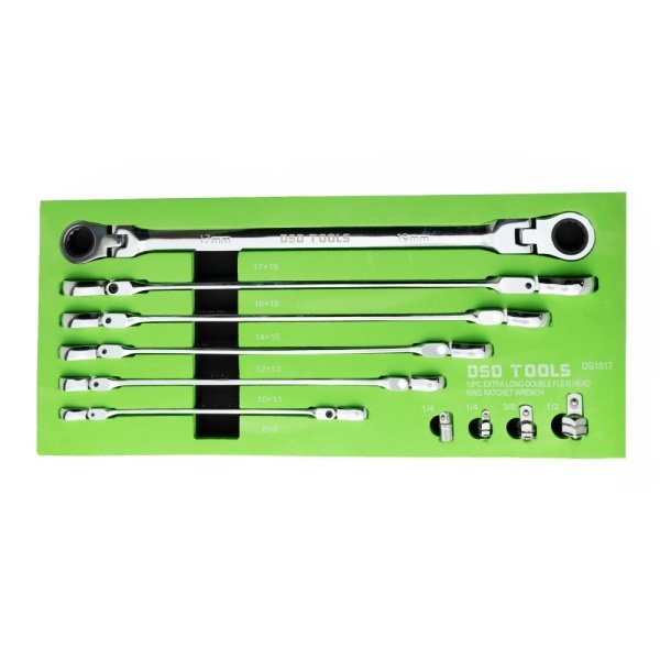 10pc Extra Long Double Flexi-Head Ratchet Wrench Set