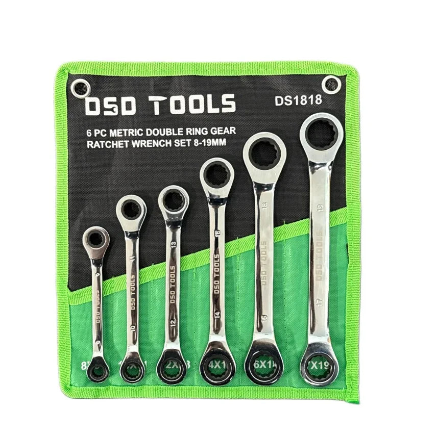 6pc Metric Double Ring Ratchet Wrench Set