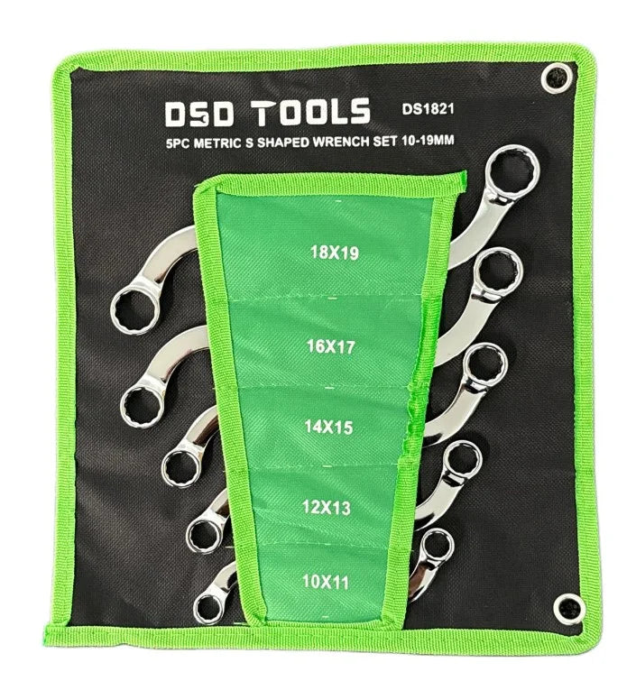 5pc Metric S-Shaped Wrench Set 10–19mm