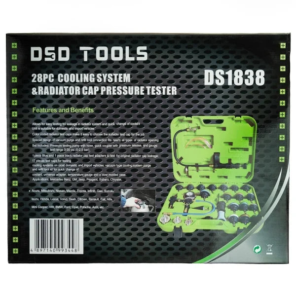28PC COOLANT SYSTEM PRESSURE TESTER & REFILL KIT