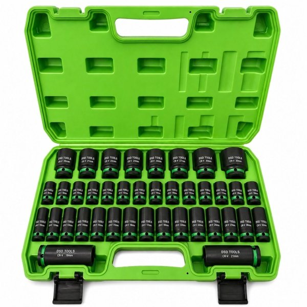 35pc 1/2 inch drive shallow and deep impact socket set included in the 51pc bundle