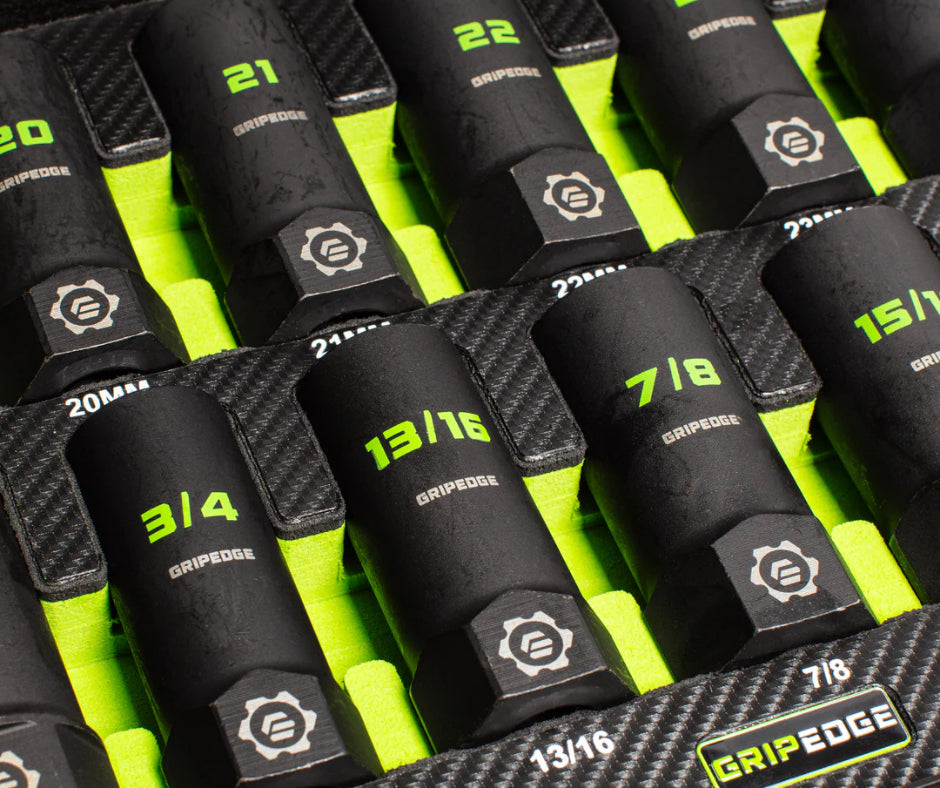GripEdge impact sockets in their case
