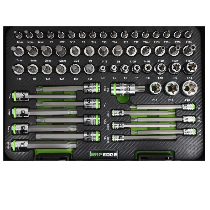 GripEdge 62PC Master RPT Hex & Star Driver Set + FREE 3/8" Metric & SAE Impact Hex Sets