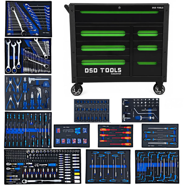 12 DRAWER ROLLER TOOL CHEST 12 CABINETS TOOLS INCLUDED - BLACK