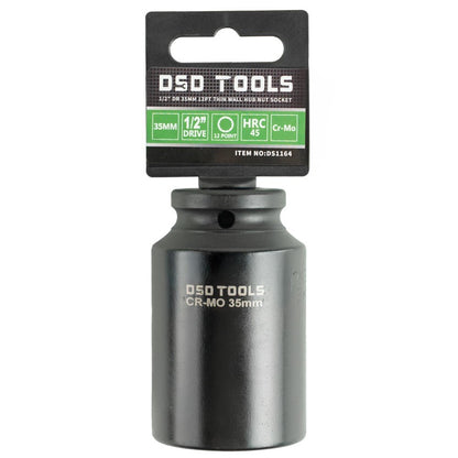 DSD TOOLS 1/2 DR 35MM 12PT THIN WALL HUB NUT SOCKET  DS1164 image 0