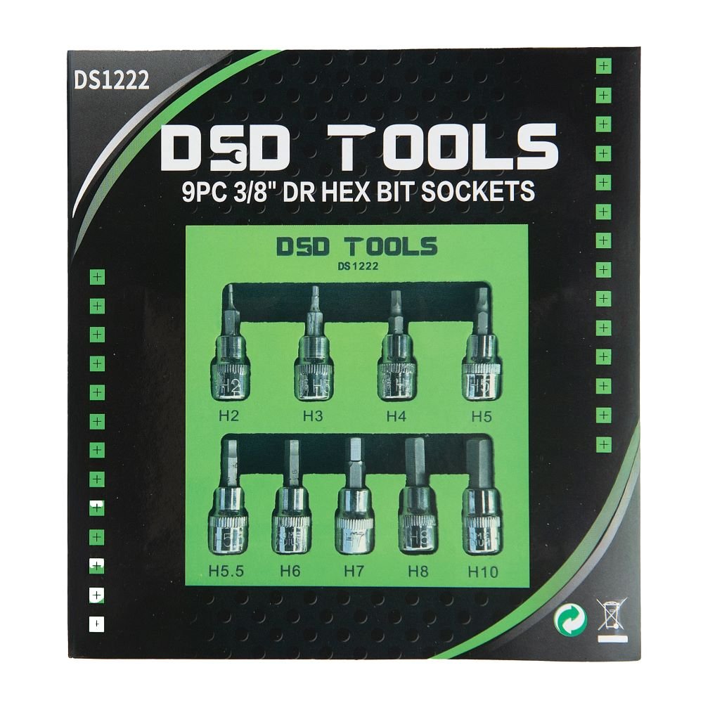 DSD TOOLS 9PC 3/8" DR HEX BIT SOCKETS DS1222 image 1