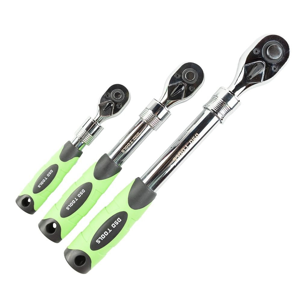 DSD TOOLS 3PC EXTENDABLE RATCHET SET 1/4", 3/8" &amp; 1/2" DRIVES DS1085 image 0