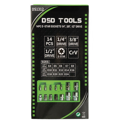 DSD TOOLS 14PC E-STAR SOCKETS 1/4", 3/8", 1/2" DRIVE DS1312 image 4