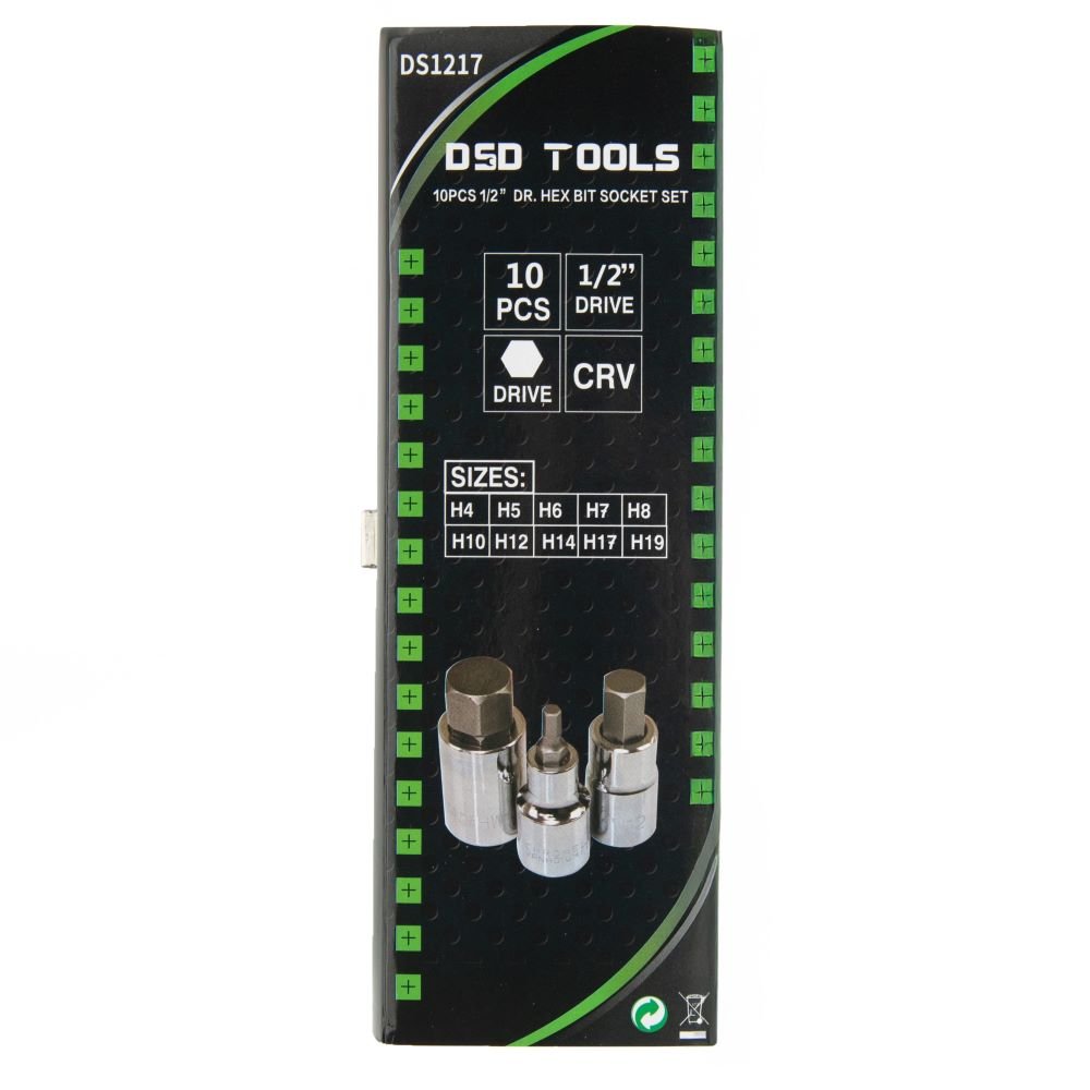 DSD TOOLS 10PCS 1/2” DR. HEX BIT SOCKET SET DS1217 image 5
