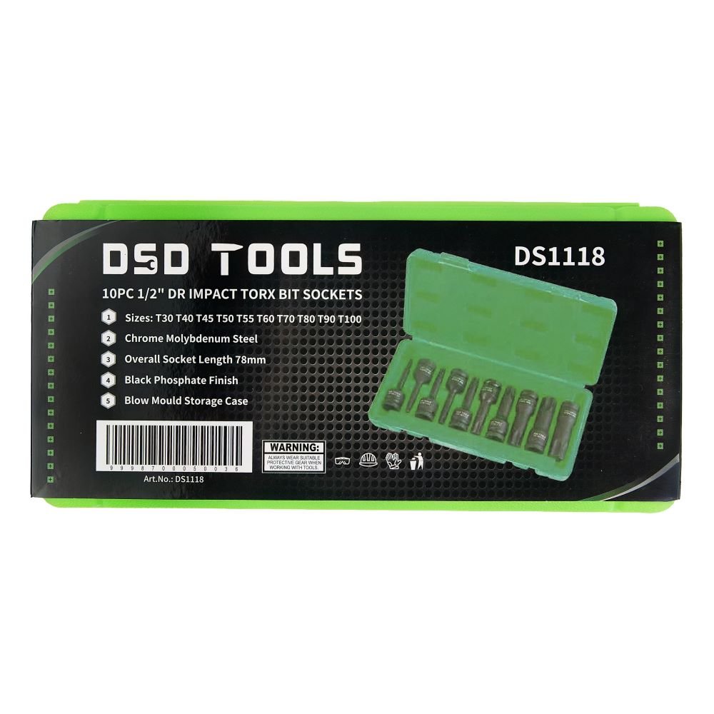 DSD TOOLS 10PC 1/2" DR IMPACT TORX BIT SOCKETS DS1118 image 4