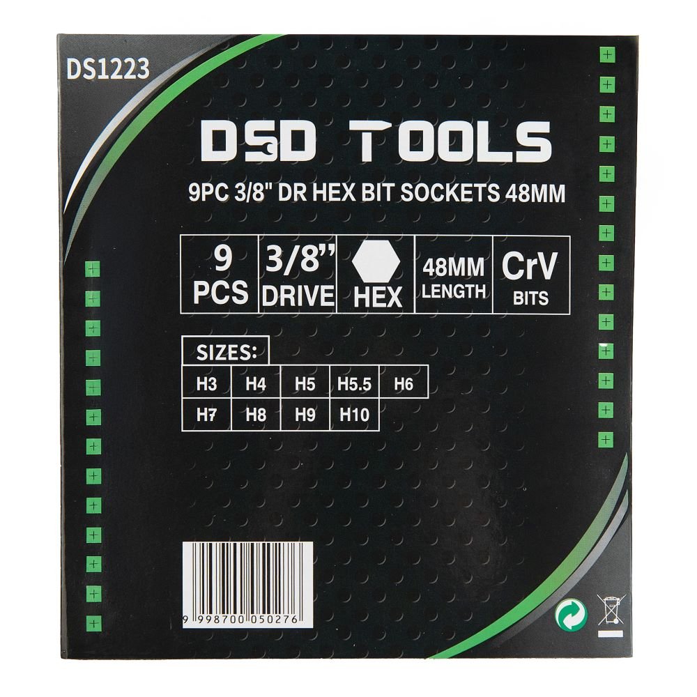 DSD TOOLS 9PC 3/8" DR HEX BIT SOCKETS 48MM DS1223 image 2