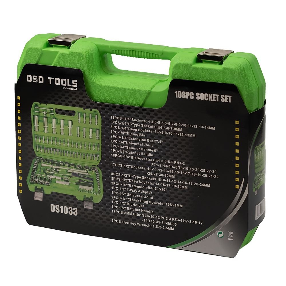 DSD TOOLS 108PC 1/4 &amp; 1/2 DR METRIC SUPER LOCK SOCKET SET DS1033 image 5