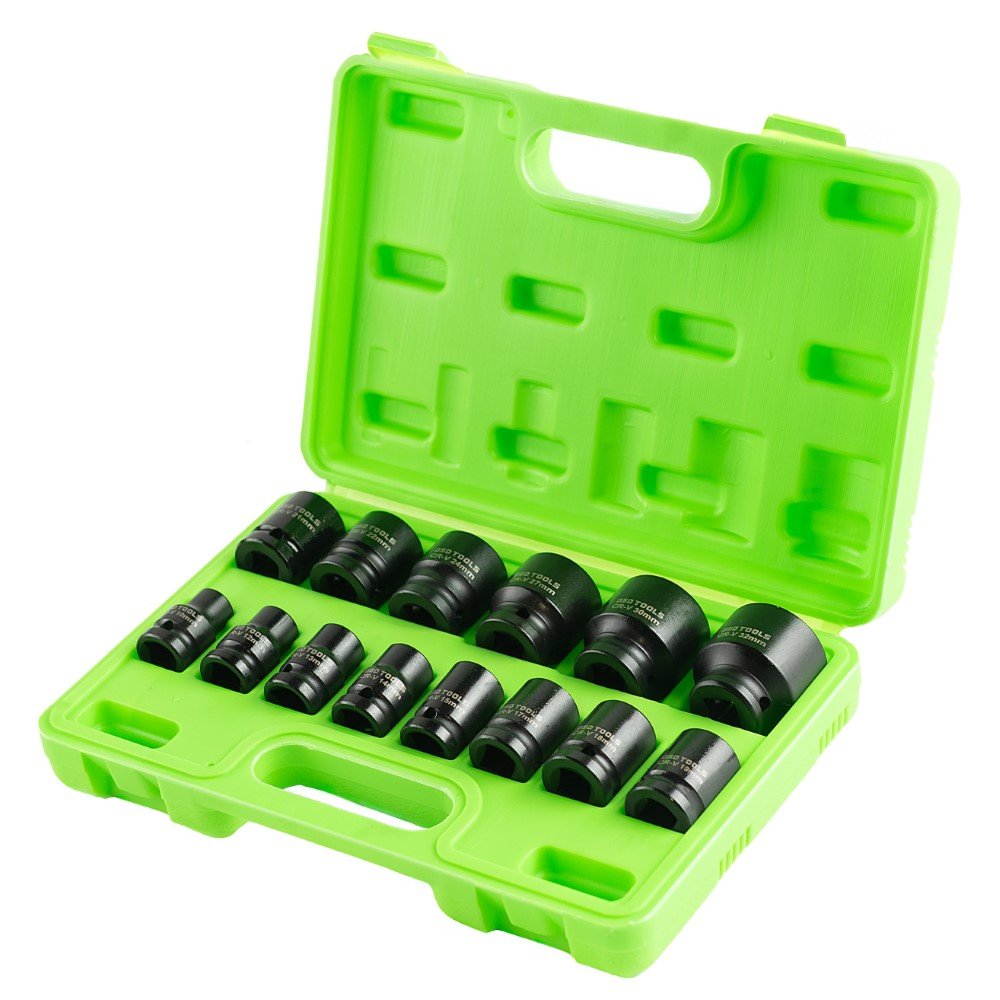 DSD TOOLS 14PC 1/2 DR 6PT SHALLOW IMPACT SOCKRT METRIC DS1115 image 0