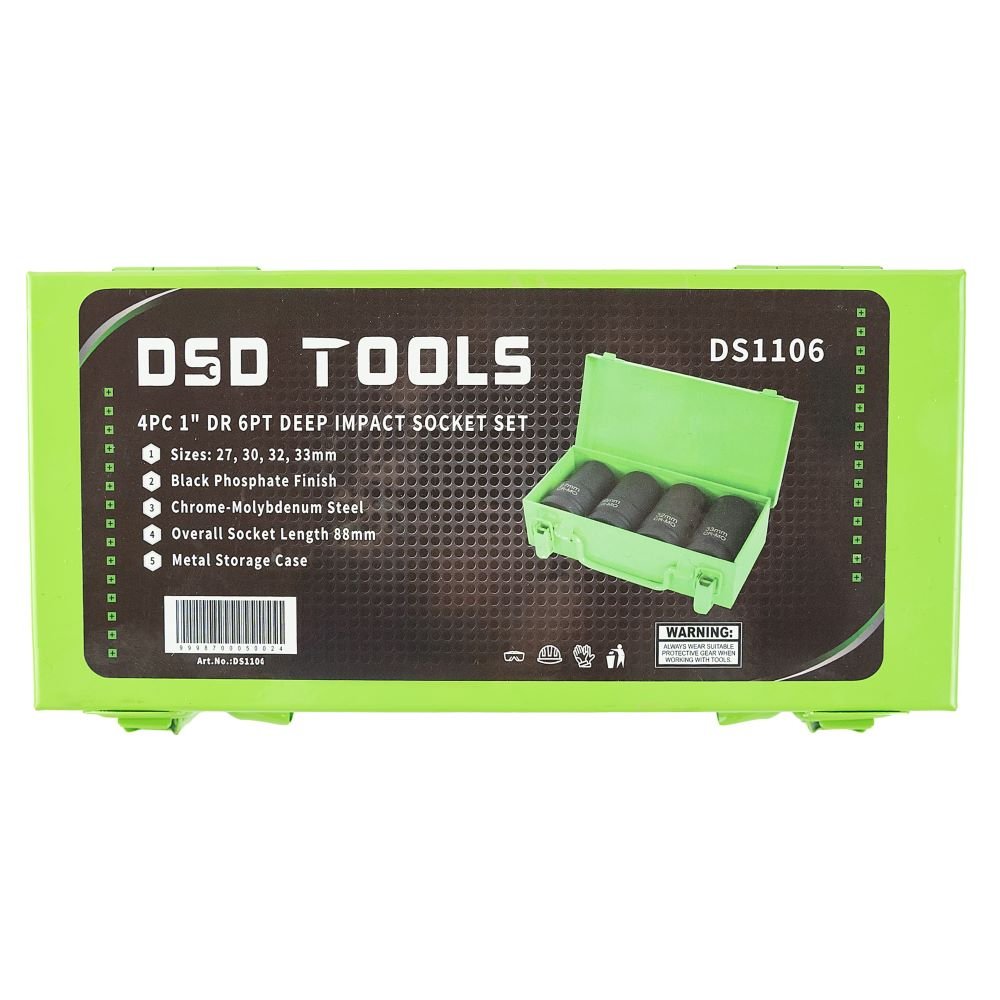 DSD TOOLS 4PC 1" DRIVE 6PT DEEP IMPACT SOCKET SET DS1106 image 3