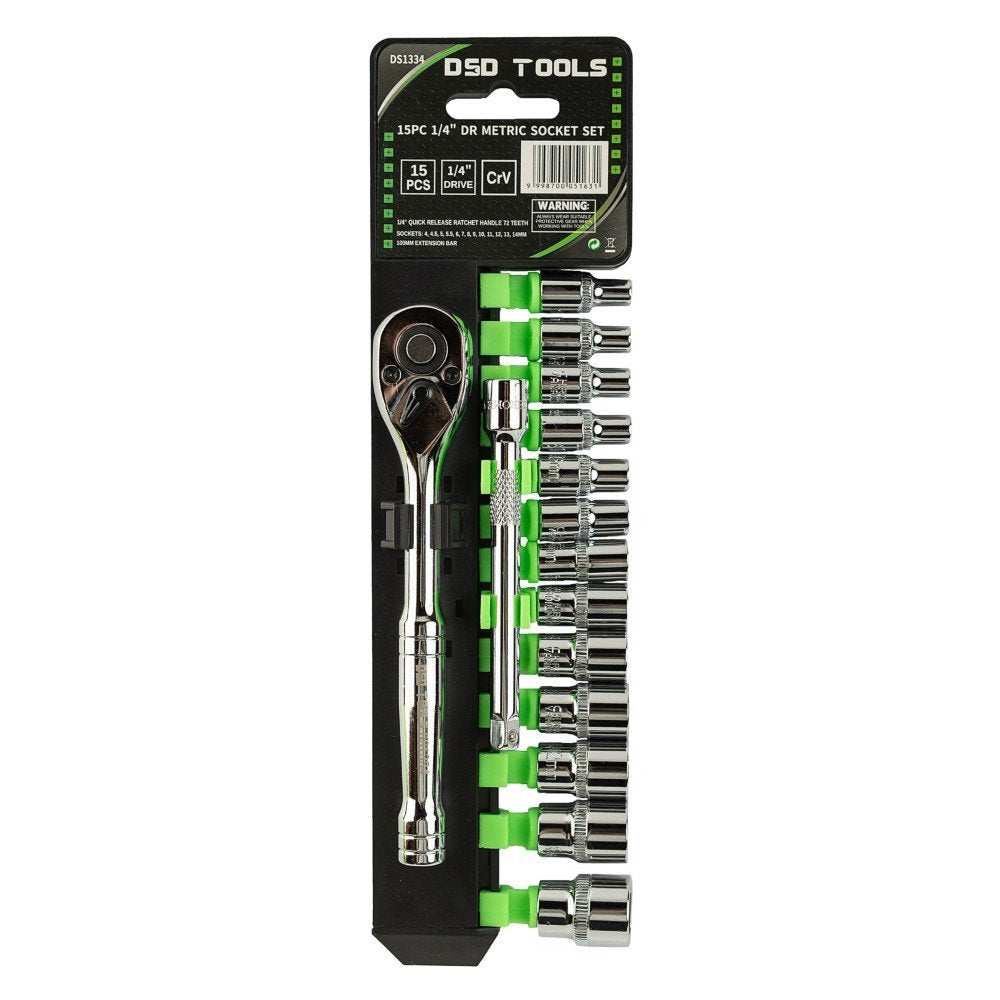 DSD TOOLS 15PC 1/4" DR METRIC SOCKET SET DS1334 image 0