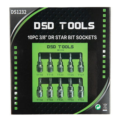 DSD TOOLS 10PC 3/8" DR STAR BIT SOCKETS DS1232 image 1