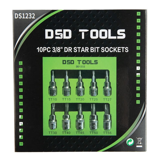 DSD TOOLS 10PC 3/8" DR STAR BIT SOCKETS DS1232 image 1