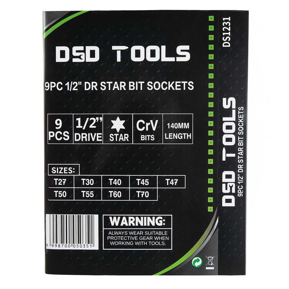 DSD TOOLS 9PC 1/2" DR TORX BIT SOCKETS DS1231 image 2