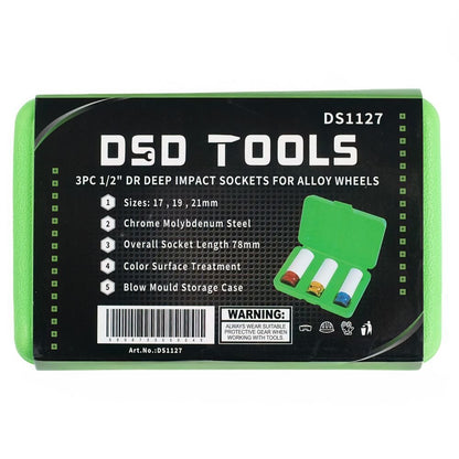 DSD TOOLS 3PC 1/2" DR DEEP IMPACT SOCKETS FOR ALLOY WHEELS DS1127 image 4
