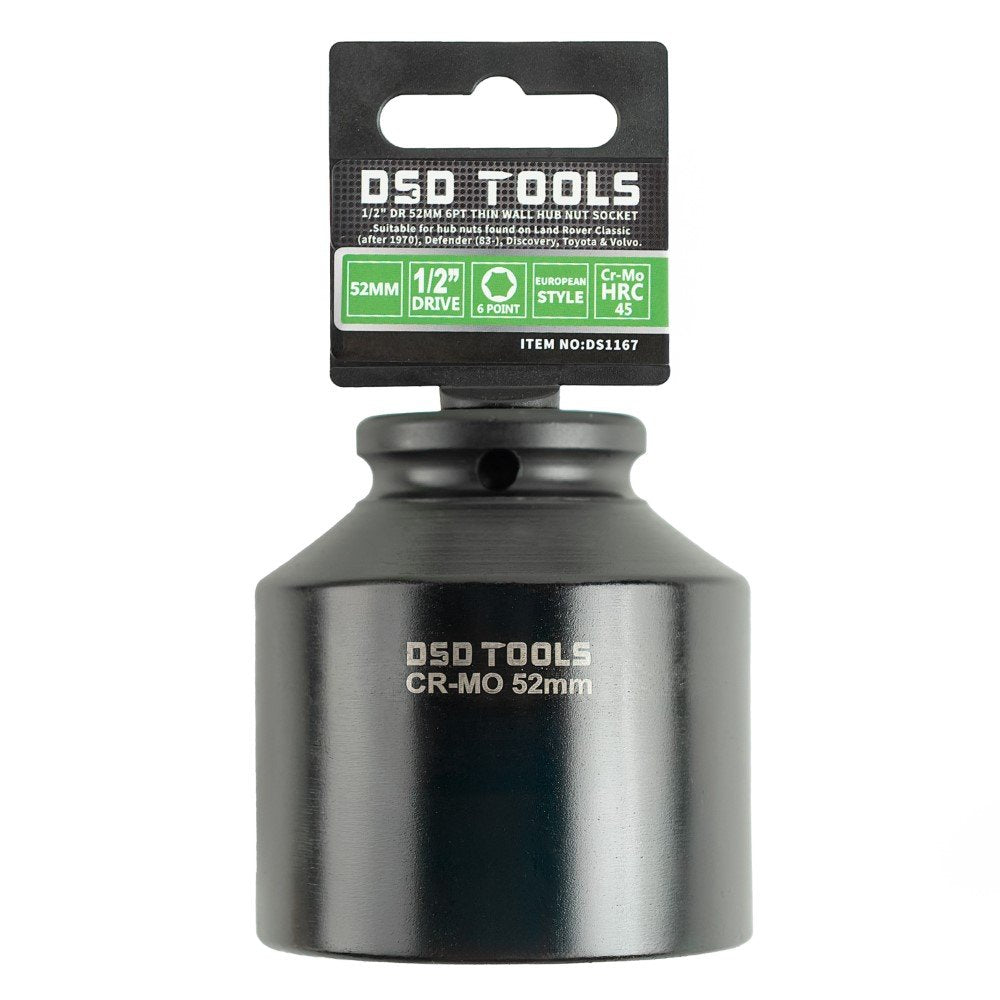 DSD TOOLS 1/2 DR 52MM 6PT THIN WALL HUB NUT SOCKET DS1167 image 0