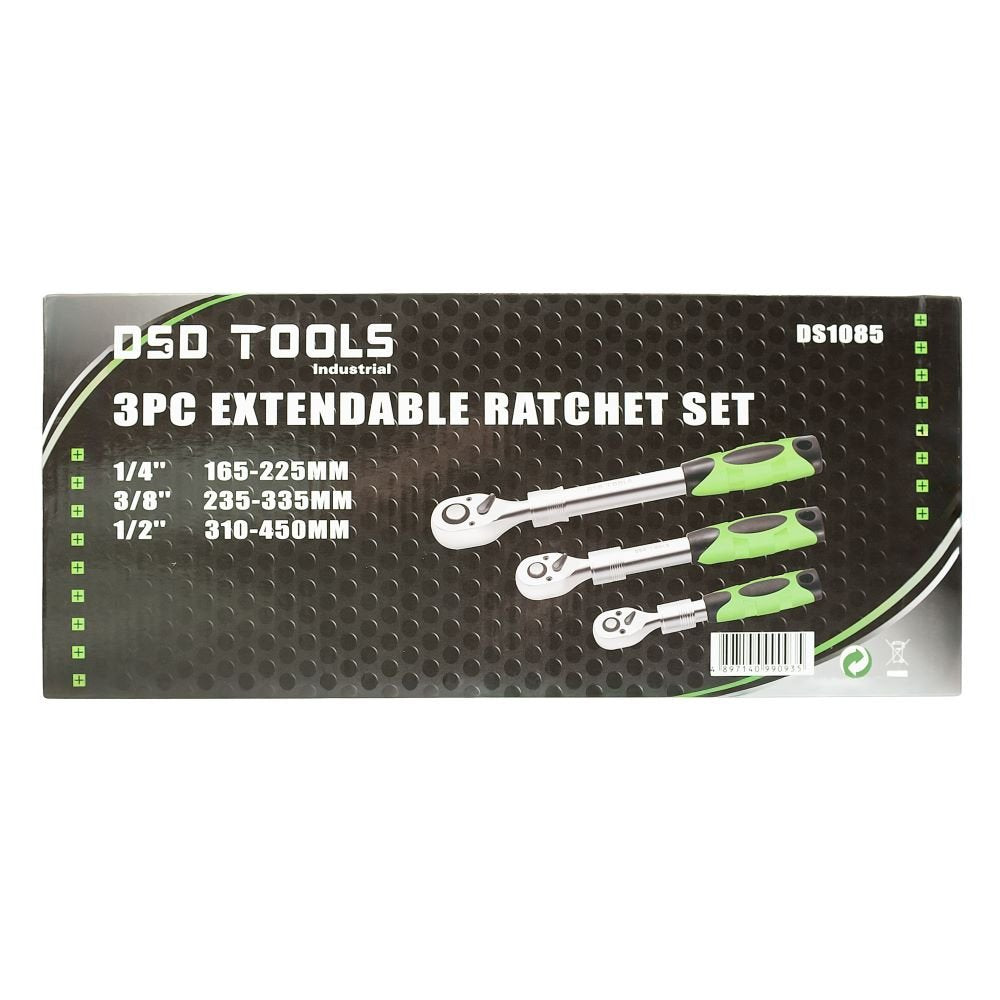 DSD TOOLS 3PC EXTENDABLE RATCHET SET 1/4", 3/8" &amp; 1/2" DRIVES DS1085 image 6