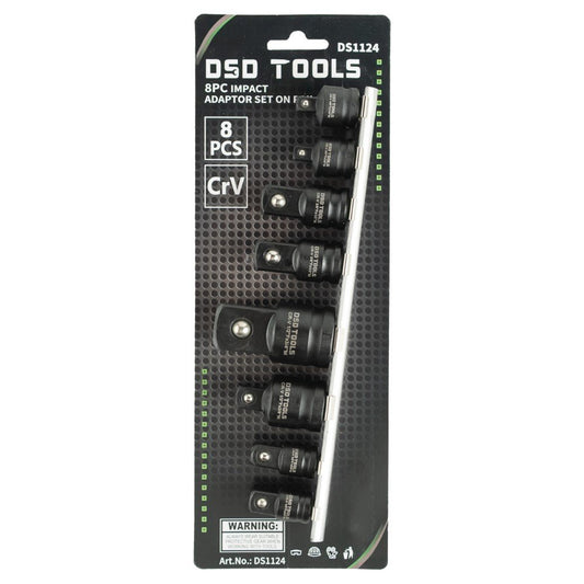 DSD TOOLS 8PCS IMPACT ADAPTOR SET ON RAIL DS1124 image 1