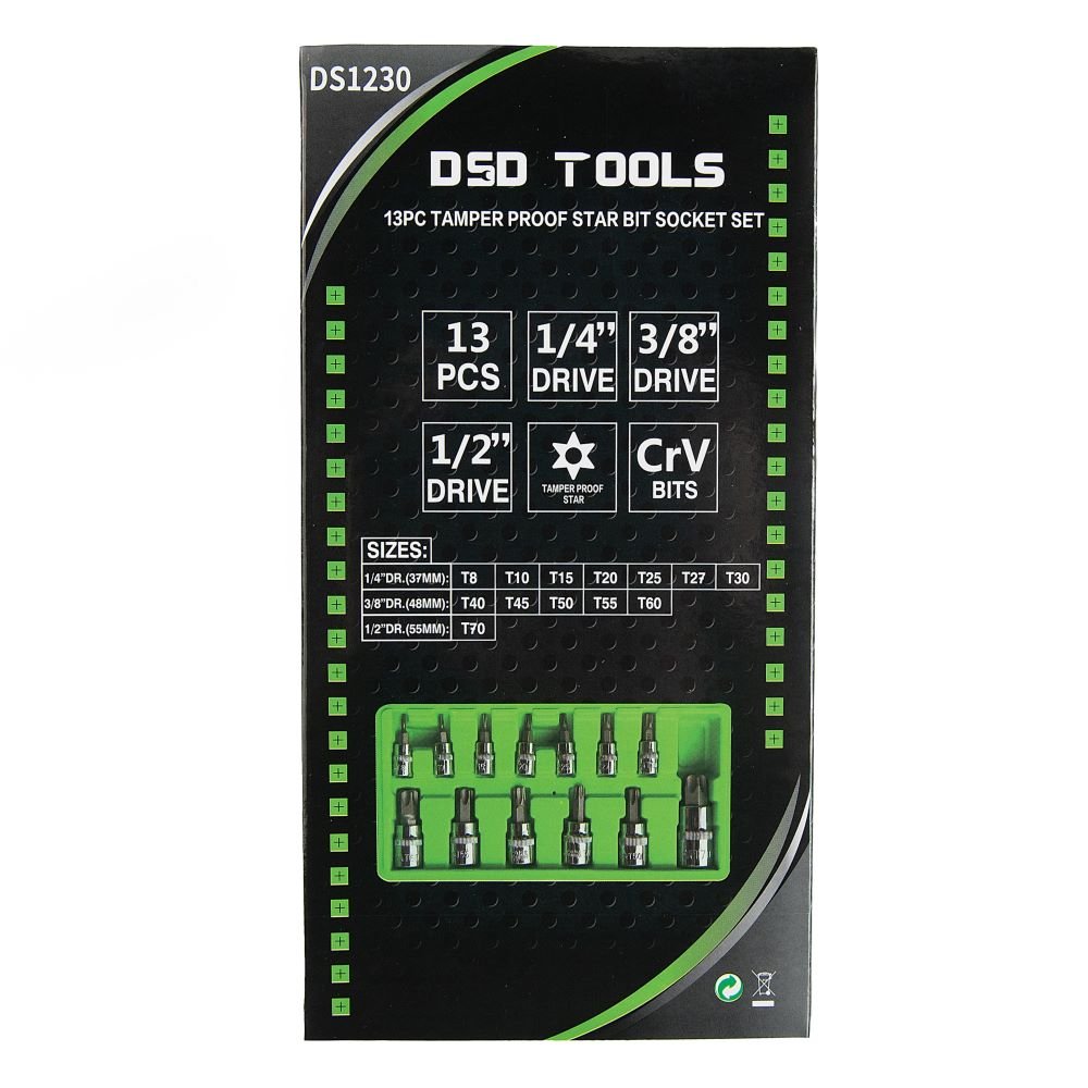 DSD TOOLS 13PC TAMPER PROOF STAR BIT SOCKET SET DS1230 image 4