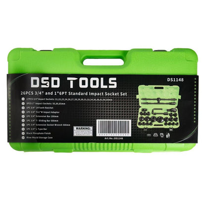 DSD TOOLS 26PC 3/4" AND 1" 6PT STANDARD IMPACT SOCKET SET DS1148 image 6