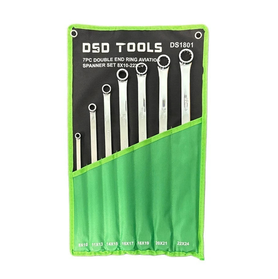 7Pc Aviation Double Ended Ring Extra Long Spanner Set 8 - 24mm