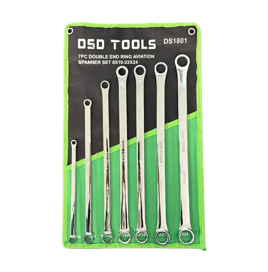 7Pc Aviation Double Ended Ring Extra Long Spanner Set 8 - 24mm