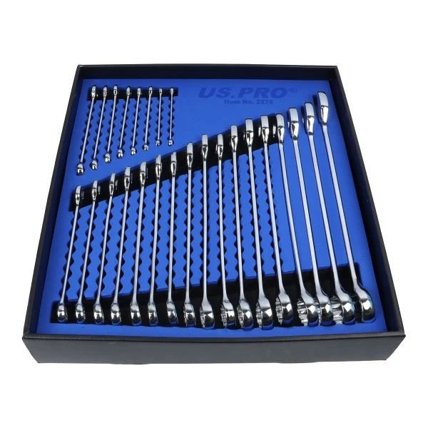 USPRO 25PC METRIC COMBINATION SPANNERS - EVA TRAY