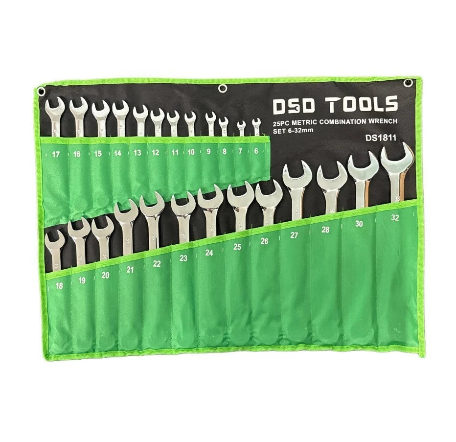 25PC METRIC COMBINATION SPANNER WRENCH SET 6-32MM 12PT RING