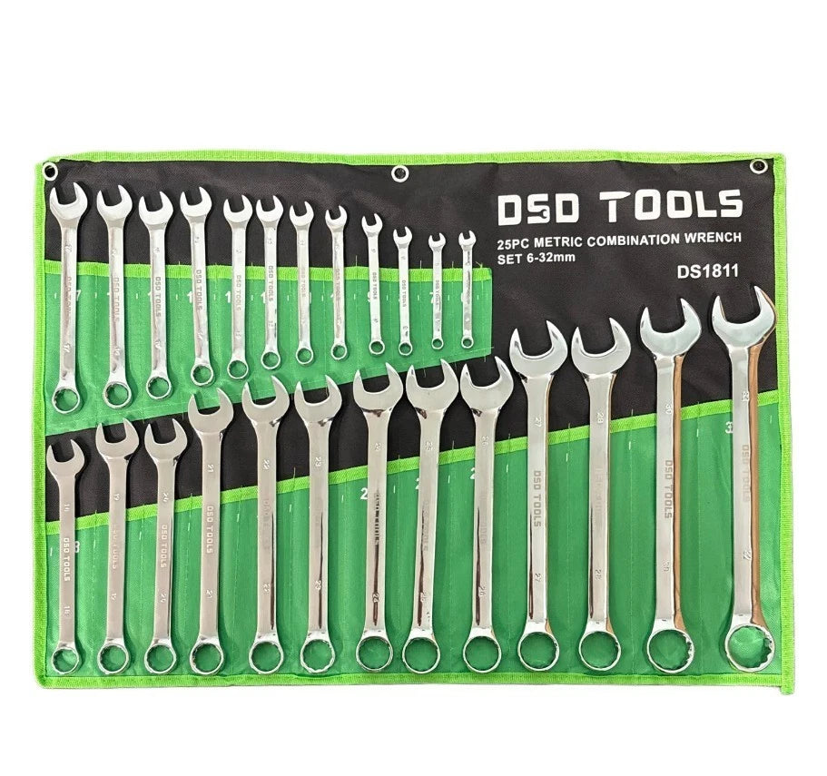 25PC METRIC COMBINATION SPANNER WRENCH SET 6-32MM 12PT RING