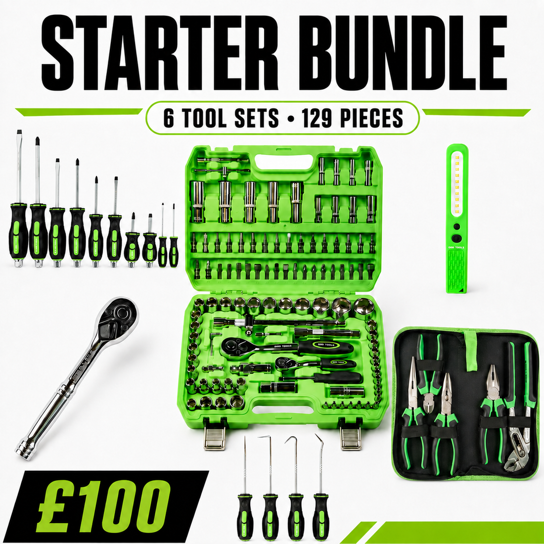 Starter Bundle - 6 tool sets and 129 pieces for £100